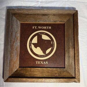 Fort Worth Texas 8x8‎ Laser Map Art Plus Rustic Wood Frame